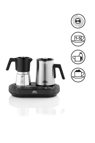 Arzum OK0027 Okka Rich Moka Pot Karıştırıcılı Metal İtalyan ve Türk Kahve Makinesi, Krom ürün görseli 1