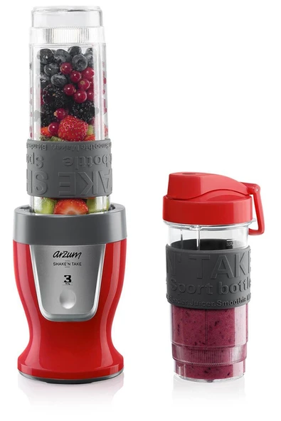 Arzum AR1032 Shake'n Take Kişisel Smoothie Blender, Kırmızı (300 W, 2 Adet Şişe) ürün görseli 1
