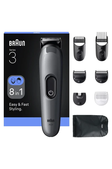Braun Hepsi Bir Arada Series 3, 8’i 1 arada Tıraş Kiti, Keskin Bıçak, 14 Uzunluk, AIO3540 ürün görseli 1