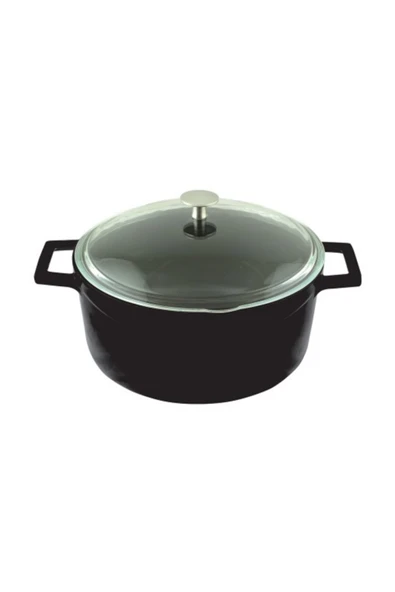 Lava Döküm  Yuvarlak Tencere Çap(ø) 24 cm - Glaze Siyah ürün görseli 1
