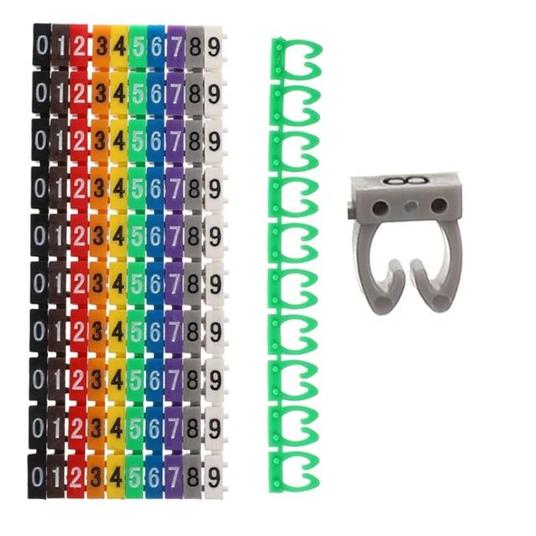Powermaster 0-9 Dijital Kodlu Renkli Kablo İşaretleyici 2,5Mm (100Lü Paket) ürün görseli 1