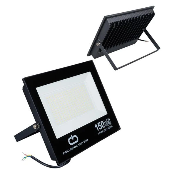 Powermaster PM-22586 150 Watt - 220 Volt 6500K IP66 150* Işık Açısı Siyah Slim Kasa Beyaz Led Projektör ürün görseli 1