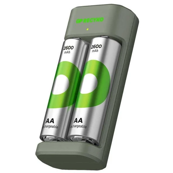 Gp Recyko E221 2*2600 Mah R6 AA Pilli Şarj Cihazı (GP-E221/270AHCER21-2GTLB2) ürün görseli 1