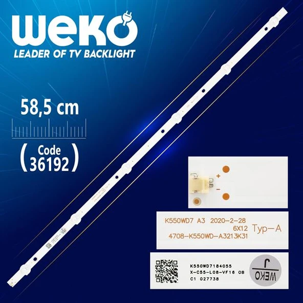 K550WD7 A3 4708 - K550WD - A3213K31 6X12 TYP - A 6 Ledli Tv Led Bar (Tvnizi açıp içindeki led barla birebir aynısı olduğunu görmeden almayınız. Sonrasında iade ALMAMAKTAYIZ.) ürün görseli 1