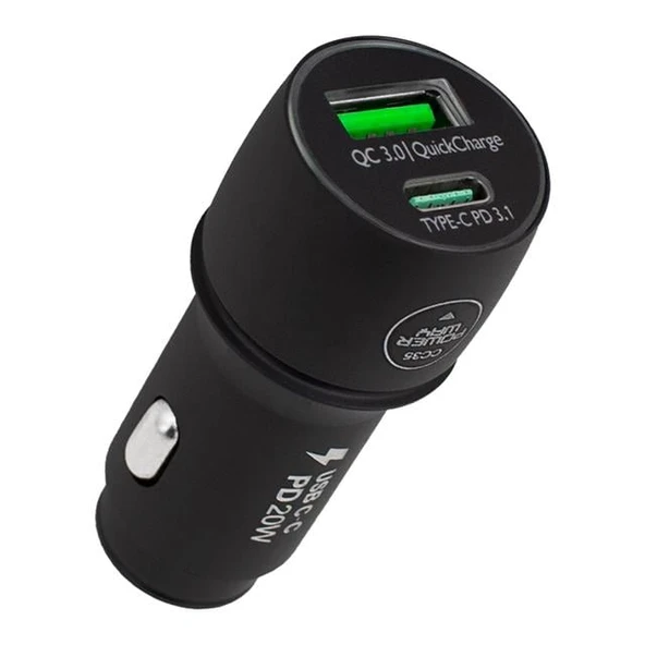 Powerway CC35 Yeni Nesil USB-C (İphone To Type-C) Araç Şarj Seti (PD18W) ürün görseli 1