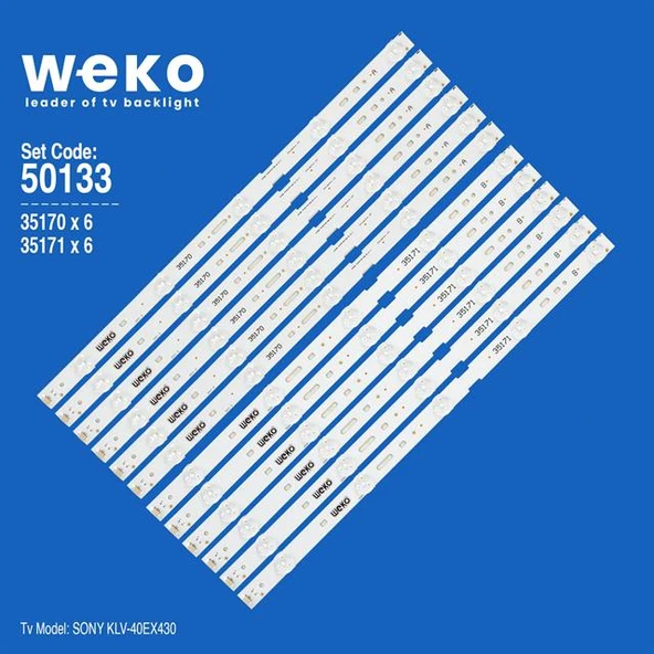 Wkset-5133 35170X6 35171X6 Samsung 2012Sony40 12 Adet Led Bar (38,6Cm) (Tvnizi açıp içindeki led barla birebir aynısı olduğunu görmeden almayınız. Sonrasında iade ALMAMAKTAYIZ.) ürün görseli 1