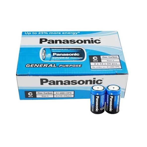 Panasonic R14BE/2PS Manganez Orta C Boy Pil (24'Lü Paket) ürün görseli 1