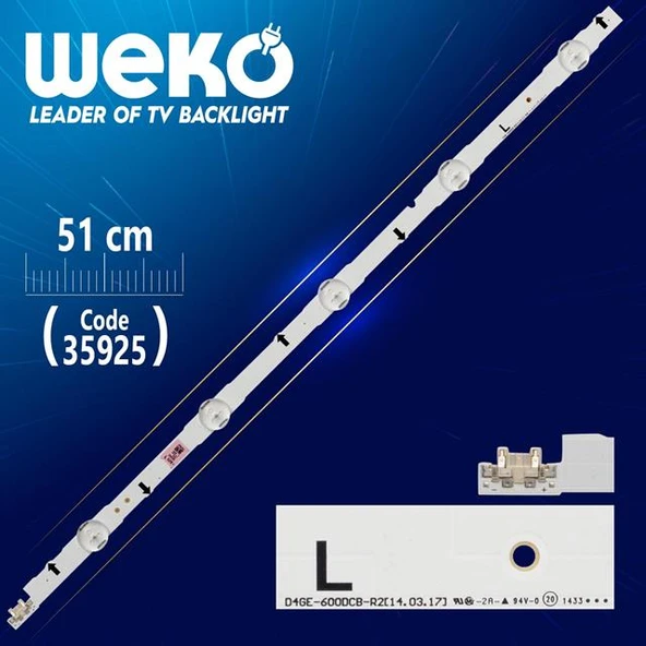 D4GE-600DCB-R2 51 Cm Tv Led Bar (Tvnizi açıp içindeki led barla birebir aynısı olduğunu görmeden almayınız. Sonrasında iade ALMAMAKTAYIZ.) ürün görseli 1