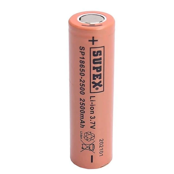 Supex 18650-2500 3.7V 2500 Mah Düz Kafa Li-Ion Pil ürün görseli 1