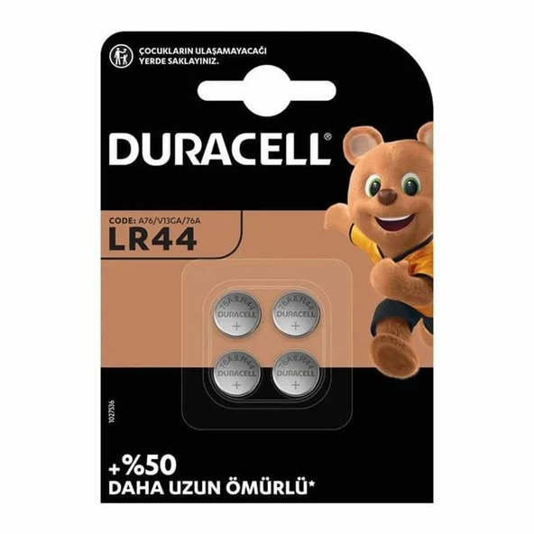 Duracell LR44 1.5 Volt Düğme Pil (4'Lü Paket) ürün görseli 1