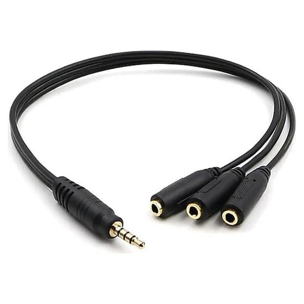 Powermaster 3.5 Mm Erkek * 3 Stereo Dişi Kulaklık Çoklayıcı 30 Cm Y Kablo ürün görseli 1