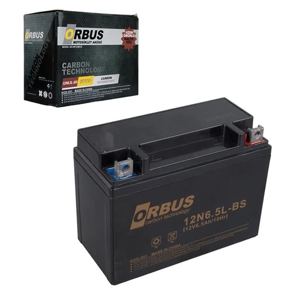 Orbus 12N6.5L-BS 12V 6.5A Motosiklet Aküsü (139 X 66 X 100 MM) (2.05Kg) ürün görseli 1