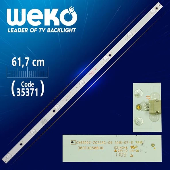 CX65D07-ZC22AG-04 7S1P - 303CX650038 - 150-155/5.8-6.0 - 61.7 Cm 7 Ledli - WK-978 Led Tv Bar ürün görseli 1