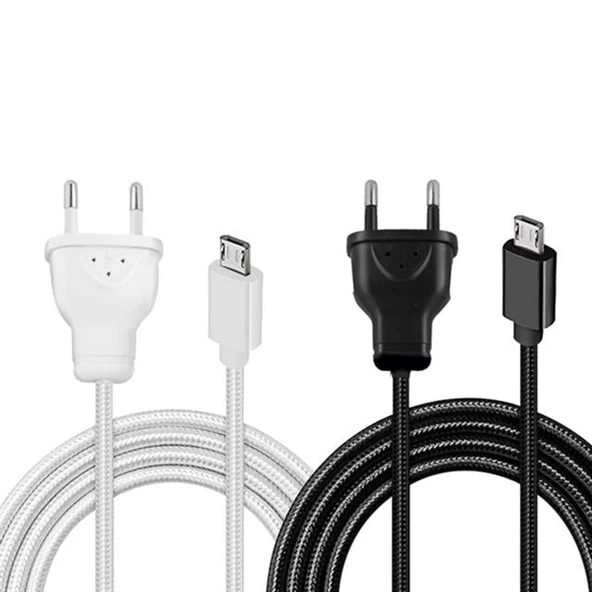 Powermaster Micro Usb Serisi 220V Fişli Örgülü Şarj Kablosu ürün görseli 1