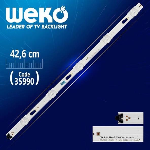 MU6100 49İNCH-R-5EA 170724-4*1 ANODE 5 Ledli 42.6 Cm Tv Led Bar (Tvnizi açıp içindeki led barla birebir aynısı olduğunu görmeden almayınız. Sonrasında iade ALMAMAKTAYIZ.) ürün görseli 1