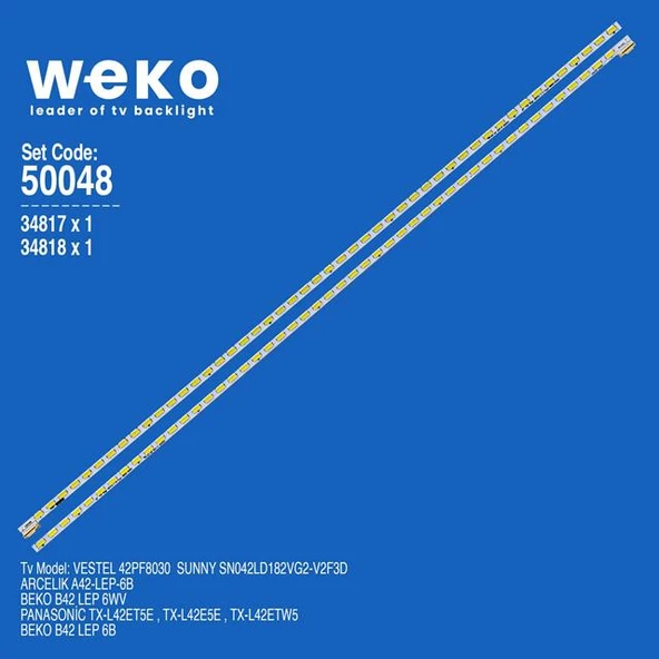 Wkset-5048 34817X1 34818X1 42 V12 Edge Rev0.1 2 Adet Led Bar (48Led) (Tvnizi açıp içindeki led barla birebir aynısı olduğunu görmeden almayınız. Sonrasında iade ALMAMAKTAYIZ.) ürün görseli 1