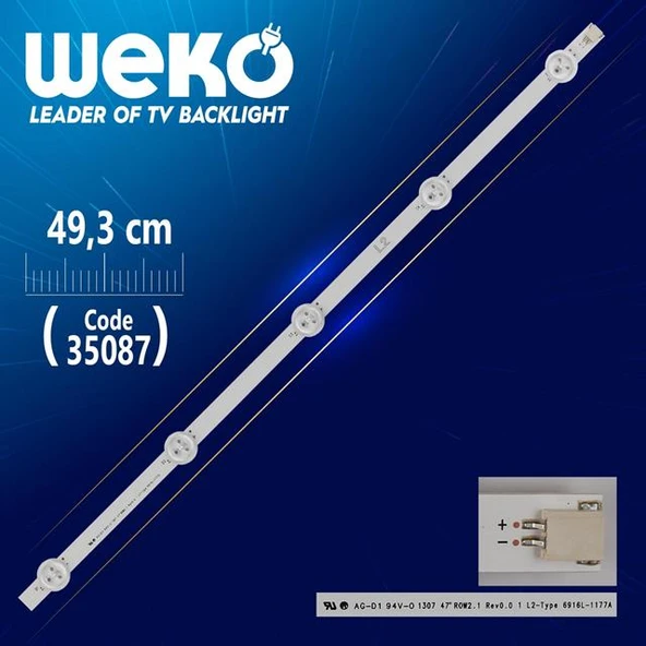 47''  V14 DRT REV0.2 1 L2 - TYPE - ( 5 Ledli ) 49.3 Cm - ( WK-843 ) Tv Led Bar (Tvnizi açıp içindeki led barla birebir aynısı olduğunu görmeden almayınız. Sonrasında iade ALMAMAKTAYIZ.) ürün görseli 1
