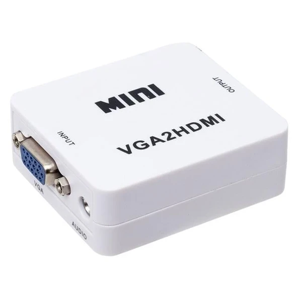 Powermaster PM-18698 VGA To HDMI Ses Girişli Mini Model Dönüştürücü ürün görseli 1