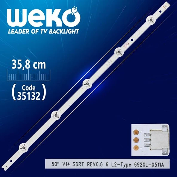 50'' V14 SDRT REV0.6 6 L2-TYPE 6920L-0511A - 51 Cm 5 Ledli - WK-398 Led Tv Bar ürün görseli 1