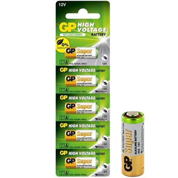 GP 23A 12V Kalın Alarm Pili (5'Li Paket) ürün görseli 1