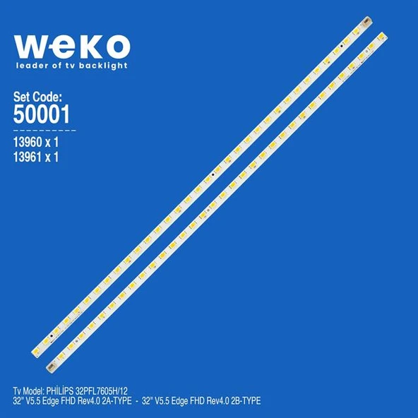 Wkset-5001 13960X1 13961X1 32 V5.5 Edge Fhd Rev4.0 2 Adet Led Bar (33Led) (Tvnizi açıp içindeki led barla birebir aynısı olduğunu görmeden almayınız. Sonrasında iade ALMAMAKTAYIZ.) ürün görseli 1