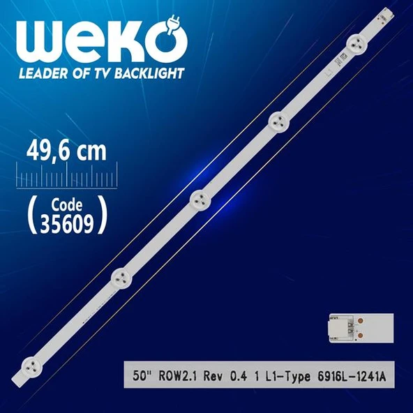 50'' ROW2.1 REV 0.4 1 L1-TYPE 6916L-1241A - 49.6 Cm 5 Ledli - WK-509 Led Tv Bar ürün görseli 1