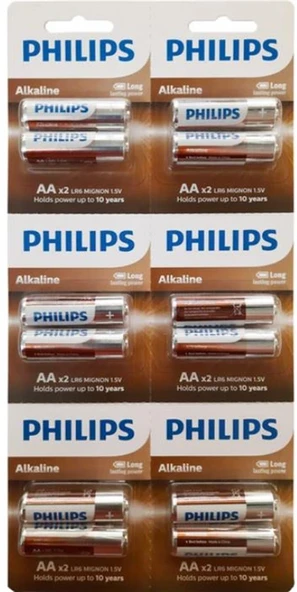Philips AA Alkalin Kalem Pil 12'Li Kartela ürün görseli 1