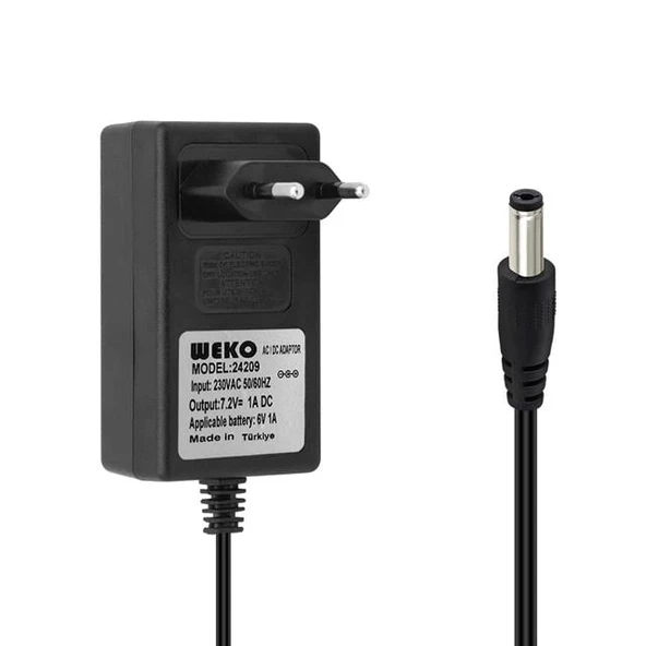 Weko 7.2Volt - 1Amper 5.5X2.5 Uçlu Ledli Yerli Üretim Priz Tipi Adaptör ürün görseli 1