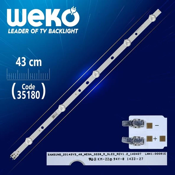 SAMSUNG_2014SVS_48_MEGA_3228_R_5LED_REV1.2 - DMGE-480SMB-R6 - 43 Cm - (WK-485) Tv Led Bar (Tvnizi açıp içindeki led barla birebir aynısı olduğunu görmeden almayınız. Sonrasında iade ALMAMAKTAYIZ.) ürün görseli 1