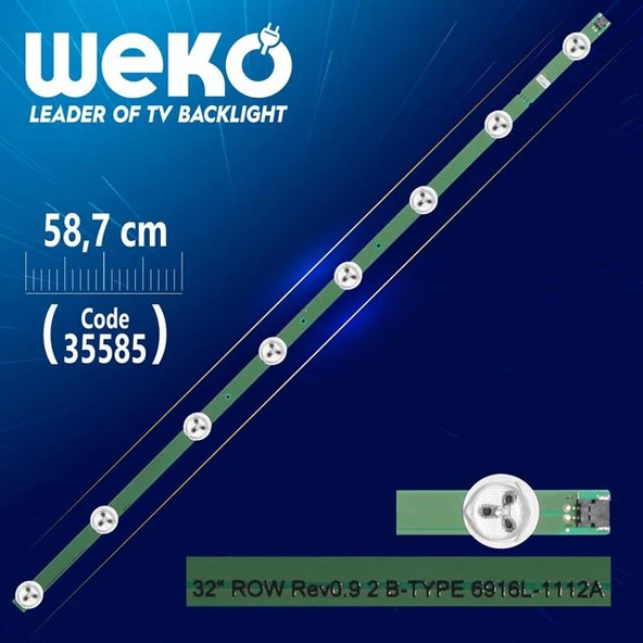 32'' ROW REV0.9 2 B-TYPE 6916L-1112A - 8 Ledli 58.7 Cm - WK-1098 Led Tv Bar ürün görseli 1