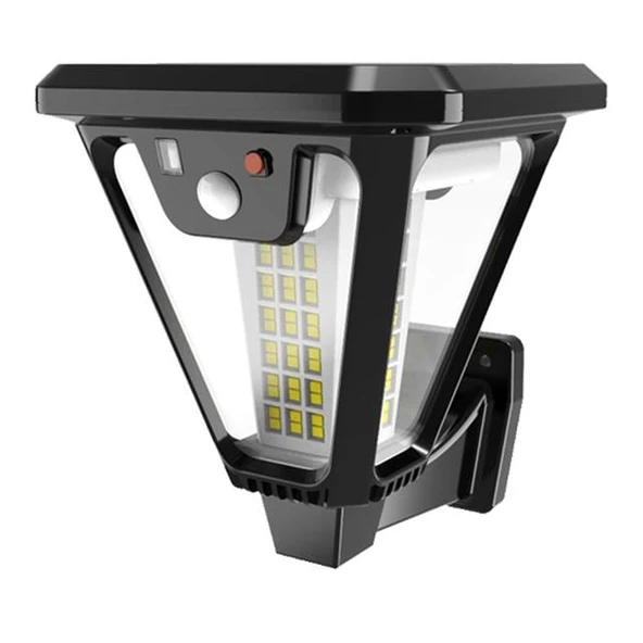 Powermaster HS-V83 Solar Panelli 3 Modlu Kumandalı Hareket Sensörlü 100 SMD Ledli Şarjlı Duvar Ve Bahçe Lambası ürün görseli 1