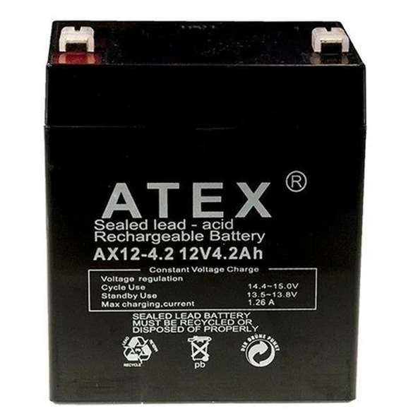 Atex AX12-4.2 12 Volt 4.2 Amper Kuru Akü (90X70x101 Mm) ürün görseli 1