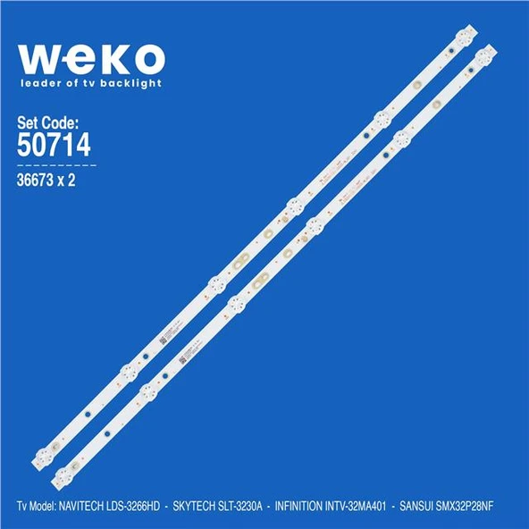 Wkset-5714 36673X2 Jl.D32061330-006Gs-M_V01 32N1 2 Adet Led Bar (6V6led57,4Cm) (Tvnizi açıp içindeki led barla birebir aynısı olduğunu görmeden almayınız. Sonrasında iade ALMAMAKTAYIZ.) ürün görseli 1