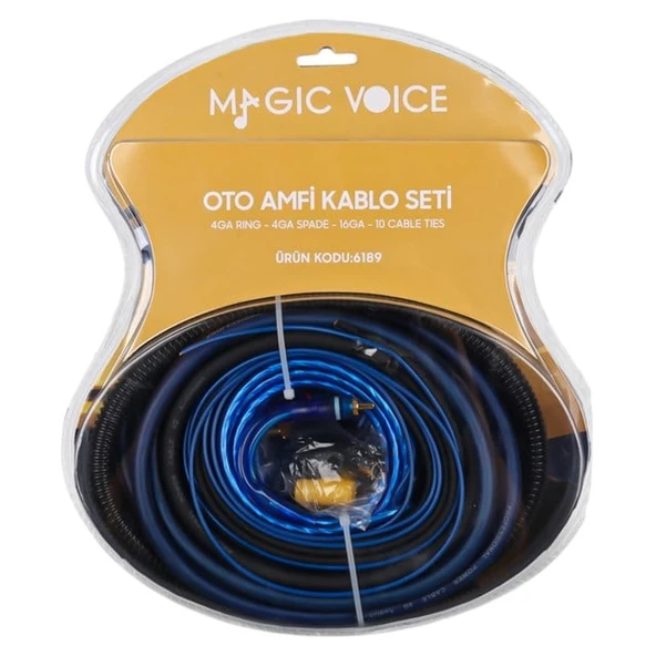Magicvoice MV-6189 4GA Profesyonel 120A Sigortalı Oto Amfi Güç Bağlantı Montaj Kablo Seti ürün görseli 1