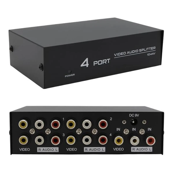 Powermaster AV-104 4 Port AV CVBS RCA Video Audio Splitter Çoğaltıcı Dağıtıcı ürün görseli 1