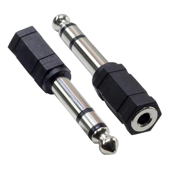 Powermaster PM-5422 Siyah 6.3 Mm Stereo Erkek - 3.5 Mm Stereo Dişi Ses Jack Çevirici Adaptör ürün görseli 1
