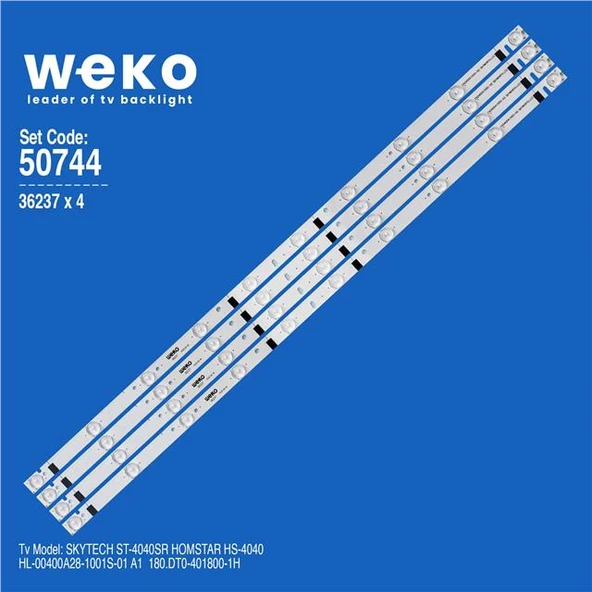 Wkset-5744 36237X4 Hl-00400A28-1001S-01 A1  180.Dt0-401800-1H 4 Adet Led Bar (Tvnizi açıp içindeki led barla birebir aynısı olduğunu görmeden almayınız. Sonrasında iade ALMAMAKTAYIZ.) ürün görseli 1
