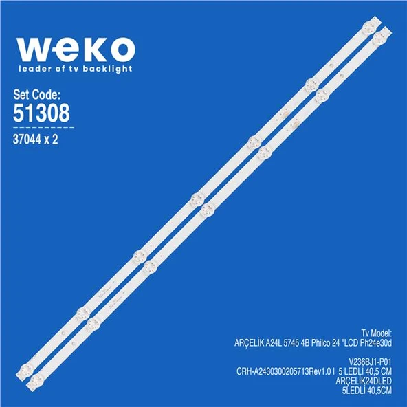 Wkset-6308 37044X2 Crh-A2430300205713rev1.0 I  2 Adet Led Bar (Tvnizi açıp içindeki led barla birebir aynısı olduğunu görmeden almayınız. Sonrasında iade ALMAMAKTAYIZ.) ürün görseli 1