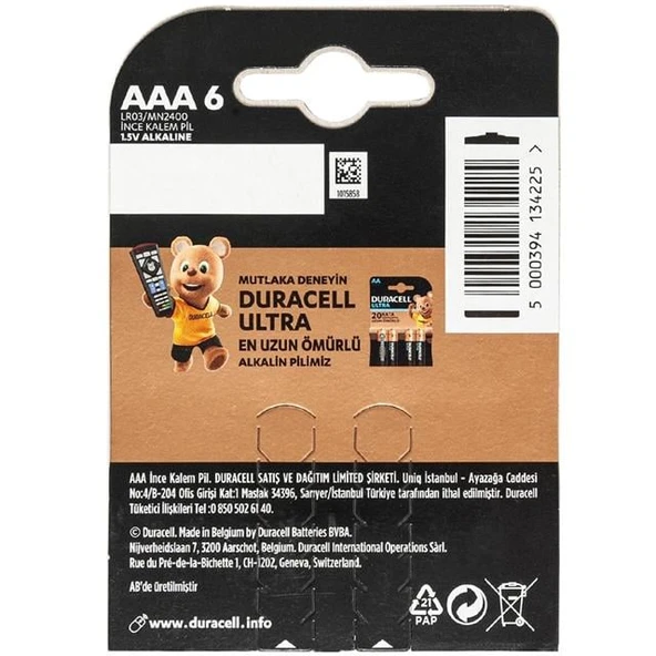 Duracell Basic İnce AAA Kalem Pil 6'Lı - Resim 2