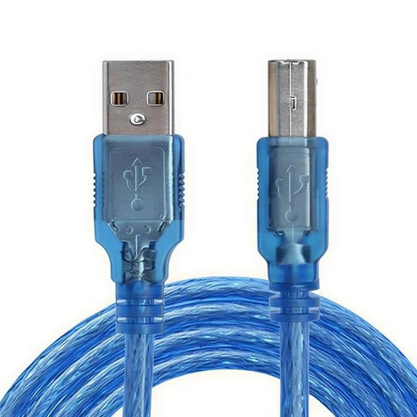 Powermaster PM-3267 3 Metre Şeffaf Mavi USB 2.0 Yazıcı Kablosu ürün görseli 1