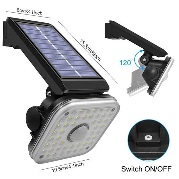 Powermaster LF-1750B 48 SMD Ledli 3 Modlu Sensörlü Solar Duvar Lambası - Resim 3