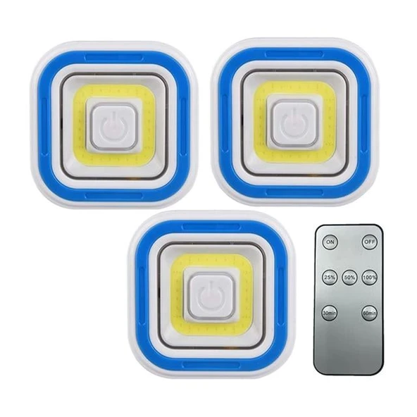 Powermaster PM-6936 Cob Ledli Pilli Uzaktan Kumandalı Üçlü Lamba ürün görseli 1