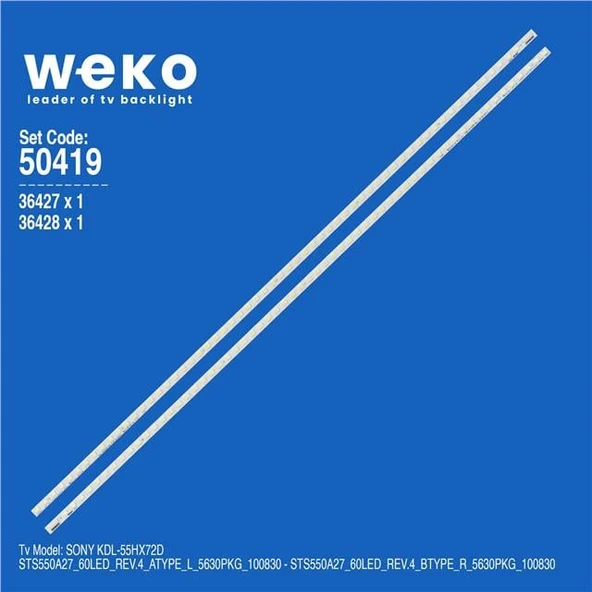Wkset-5419 36427X1 36428X1 Sts550a27_60Led_Rev.4 2 Adet Led Bar (60Led) (Tvnizi açıp içindeki led barla birebir aynısı olduğunu görmeden almayınız. Sonrasında iade ALMAMAKTAYIZ.) ürün görseli 1