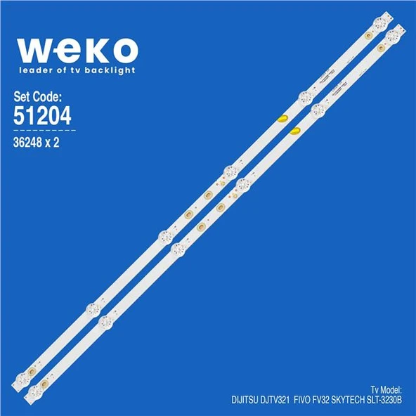Wkset-6204 36248X2 Sj.Cx.D3200601-3030Hs-M  2 Adet Led Bar (6V6led57,2Cm) (Tvnizi açıp içindeki led barla birebir aynısı olduğunu görmeden almayınız. Sonrasında iade ALMAMAKTAYIZ.) ürün görseli 1