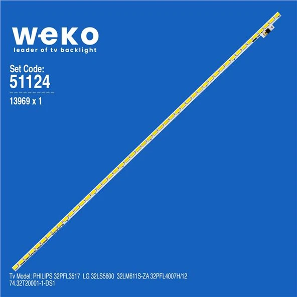 Wkset-6124 13969X1 Lg Innotek 32İnch 7030Pkg 48Ea_74580 Rev0.2 1 Adet Led Bar (48Led) (Tvnizi açıp içindeki led barla birebir aynısı olduğunu görmeden almayınız. Sonrasında iade ALMAMAKTAYIZ.) ürün görseli 1