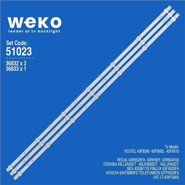 Wkset-6023 36832X2 36833X1 17Dlb43ver11-A/B 3 Adet Led Bar (7+7Lens) (Tvnizi açıp içindeki led barla birebir aynısı olduğunu görmeden almayınız. Sonrasında iade ALMAMAKTAYIZ.) ürün görseli 1