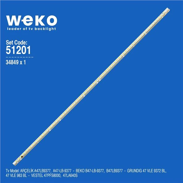 Beko B47LB9377 47'' İnç 1 Adet Tv Led Bar (Tvnizi açıp içindeki led barla birebir aynısı olduğunu görmeden almayınız. Sonrasında iade ALMAMAKTAYIZ.) ürün görseli 1