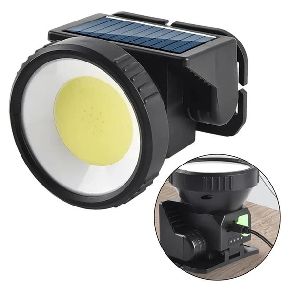 Powermaster WH-9968B Cob 2 Beyaz + 2 Kırmızı Işık 4 Modlu Solar Kafa Lambası ürün görseli 1