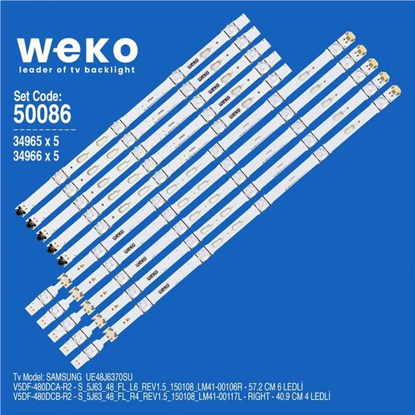 Wkset-5086 34965X5 34966X5 V5df-480 10 Adet Led Bar (Tvnizi açıp içindeki led barla birebir aynısı olduğunu görmeden almayınız. Sonrasında iade ALMAMAKTAYIZ.) ürün görseli 1
