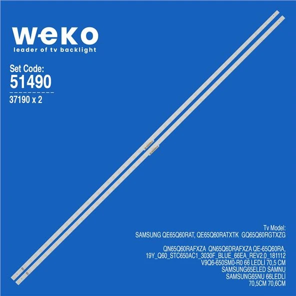 Samsung QN65Q6DRAFXZA 65'' 2 Adet Tv Led Bar (Tvnizi açıp içindeki led barla birebir aynısı olduğunu görmeden almayınız. Sonrasında iade ALMAMAKTAYIZ.) ürün görseli 1